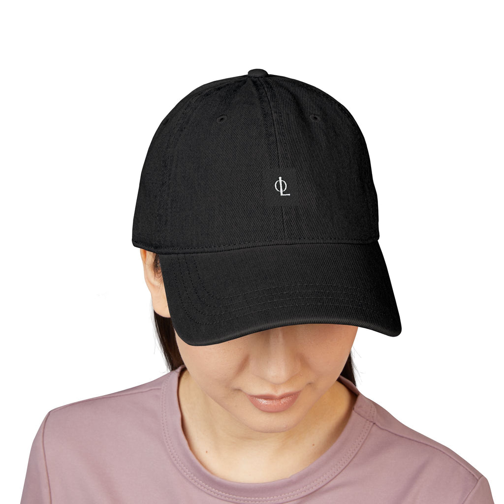 Outcome Leadership- Embroidered Minimal Logo Denim Hat — Black Casual Baseball Cap