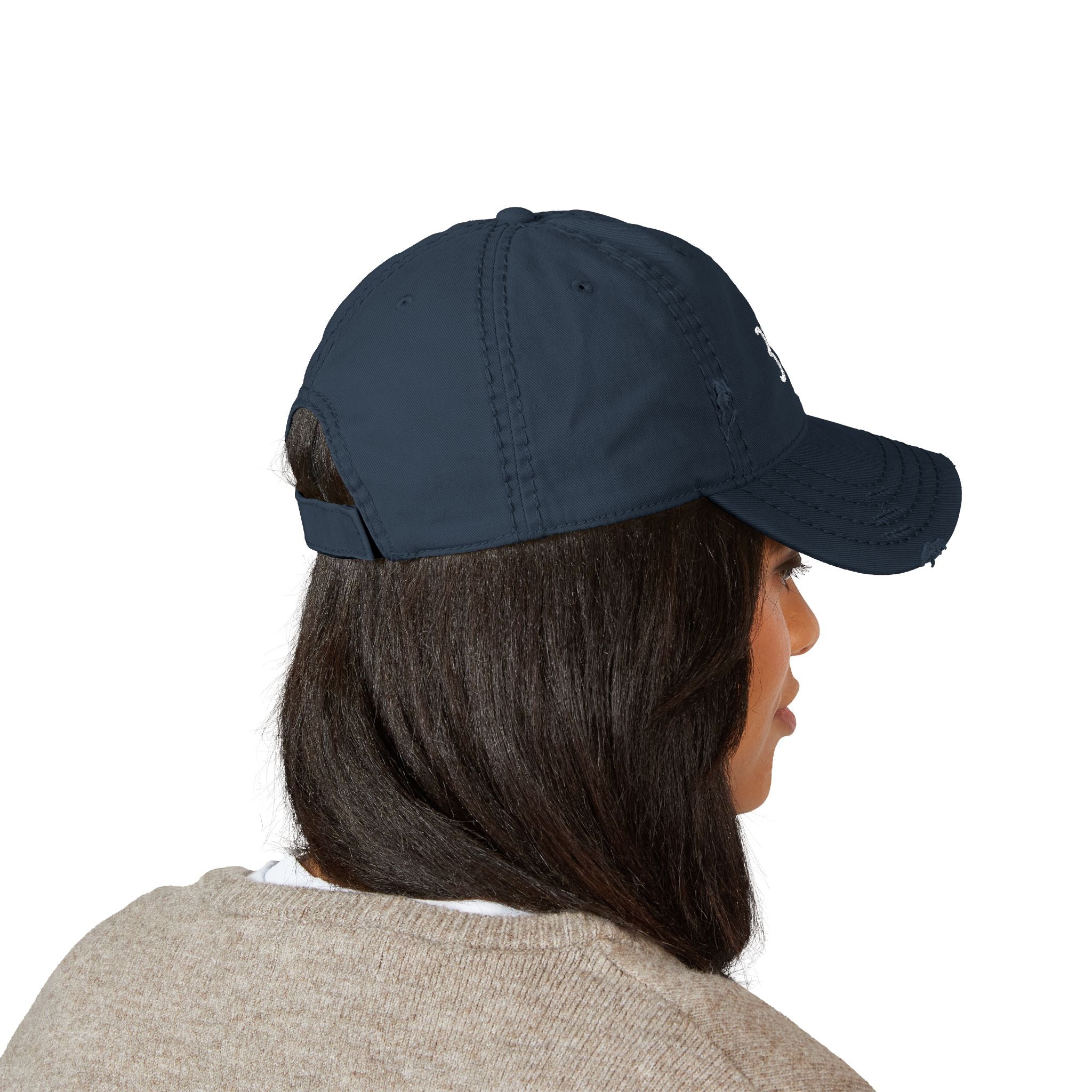 Distressed Embroidered Dad Hat - Casual Chic Accessory