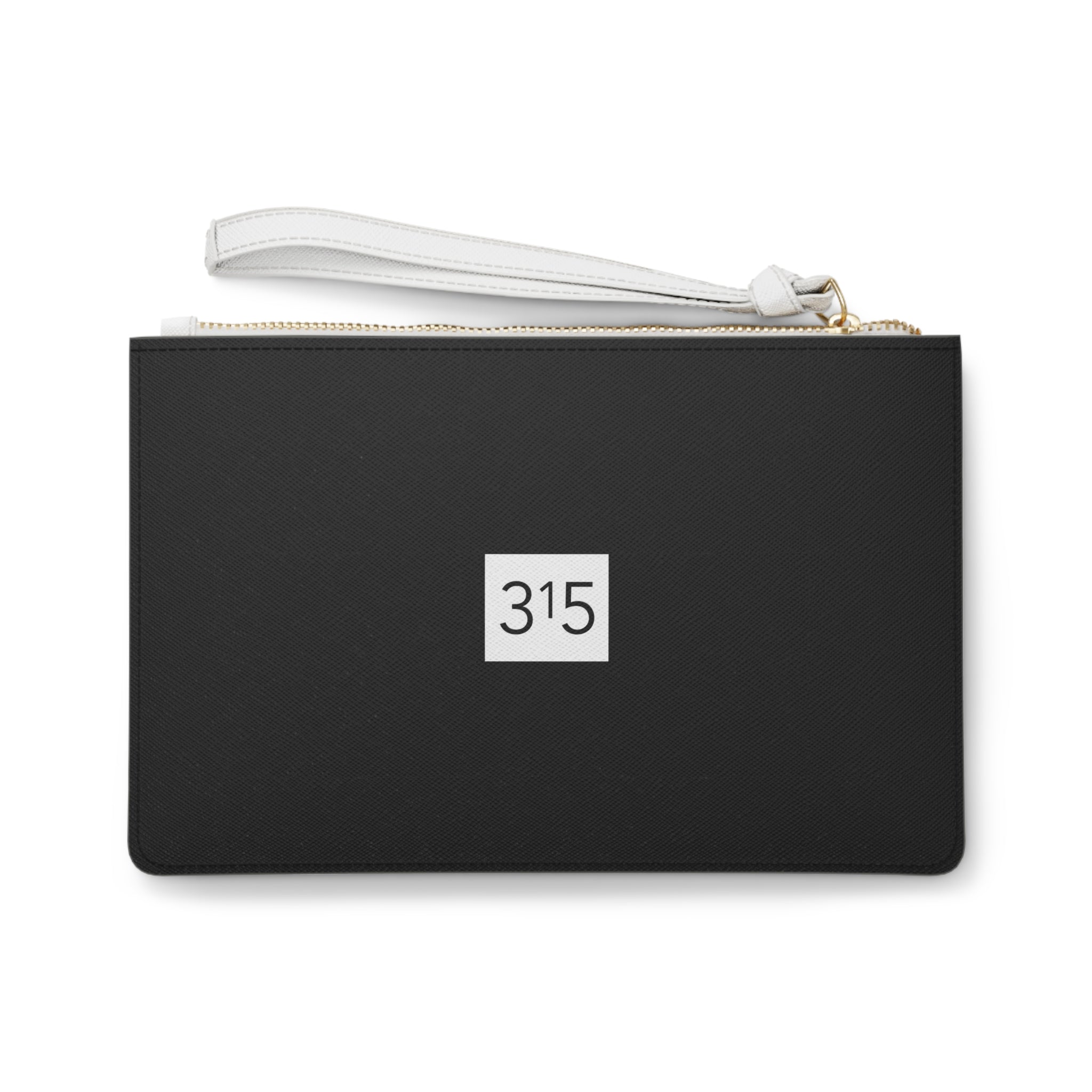 Clutch Bag — Minimalist '315' Square Logo Wristlet, White Everyday Evening Bag