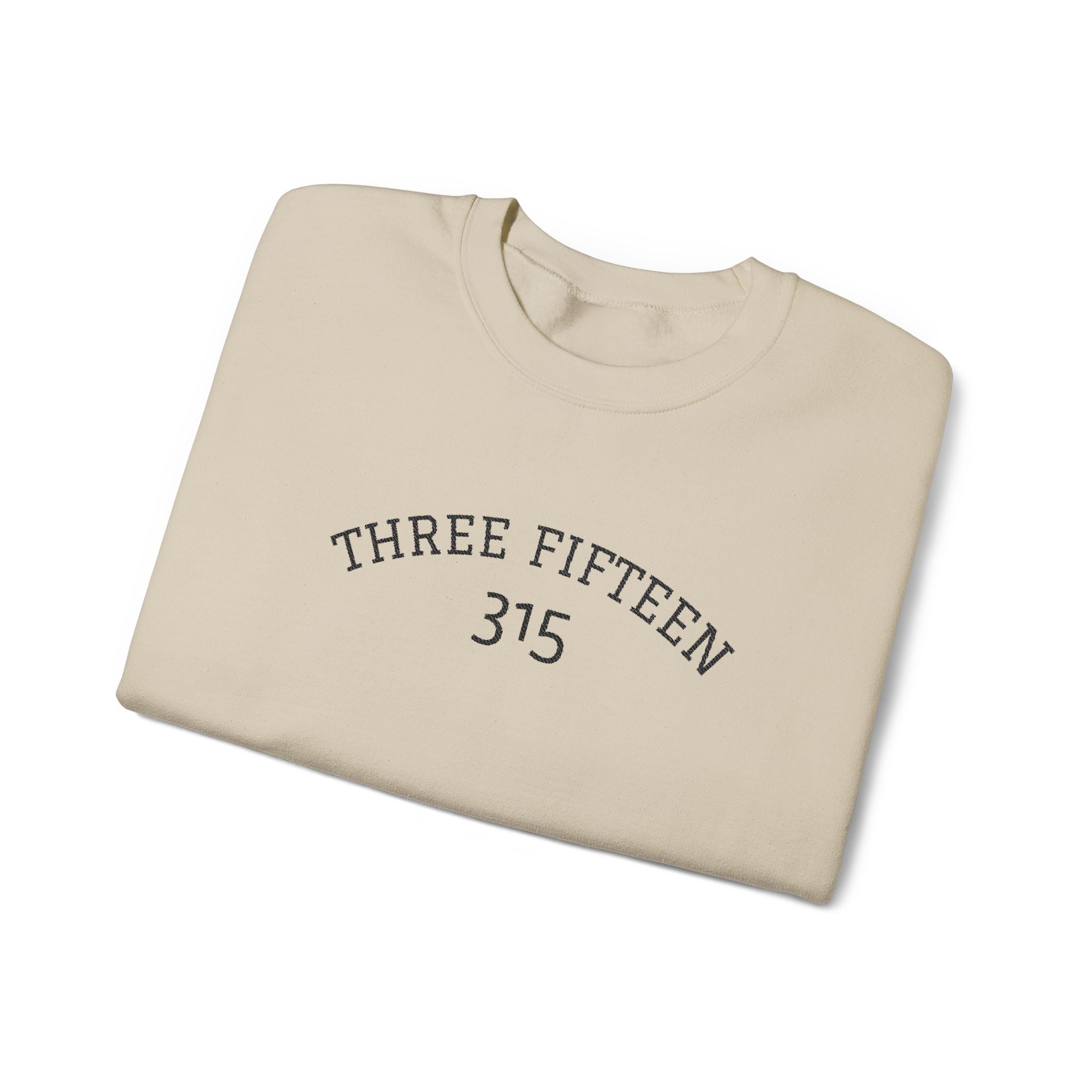 15 - Minimal '315' Embroidered Logo Crewneck Sweatshirt — White Casual Pullover