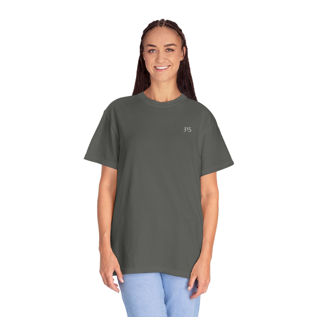 11 - Embroidered 315 Multi Color Minimalist '75' Chest Logo T-Shirt – Garment-Dyed White Casual Tee