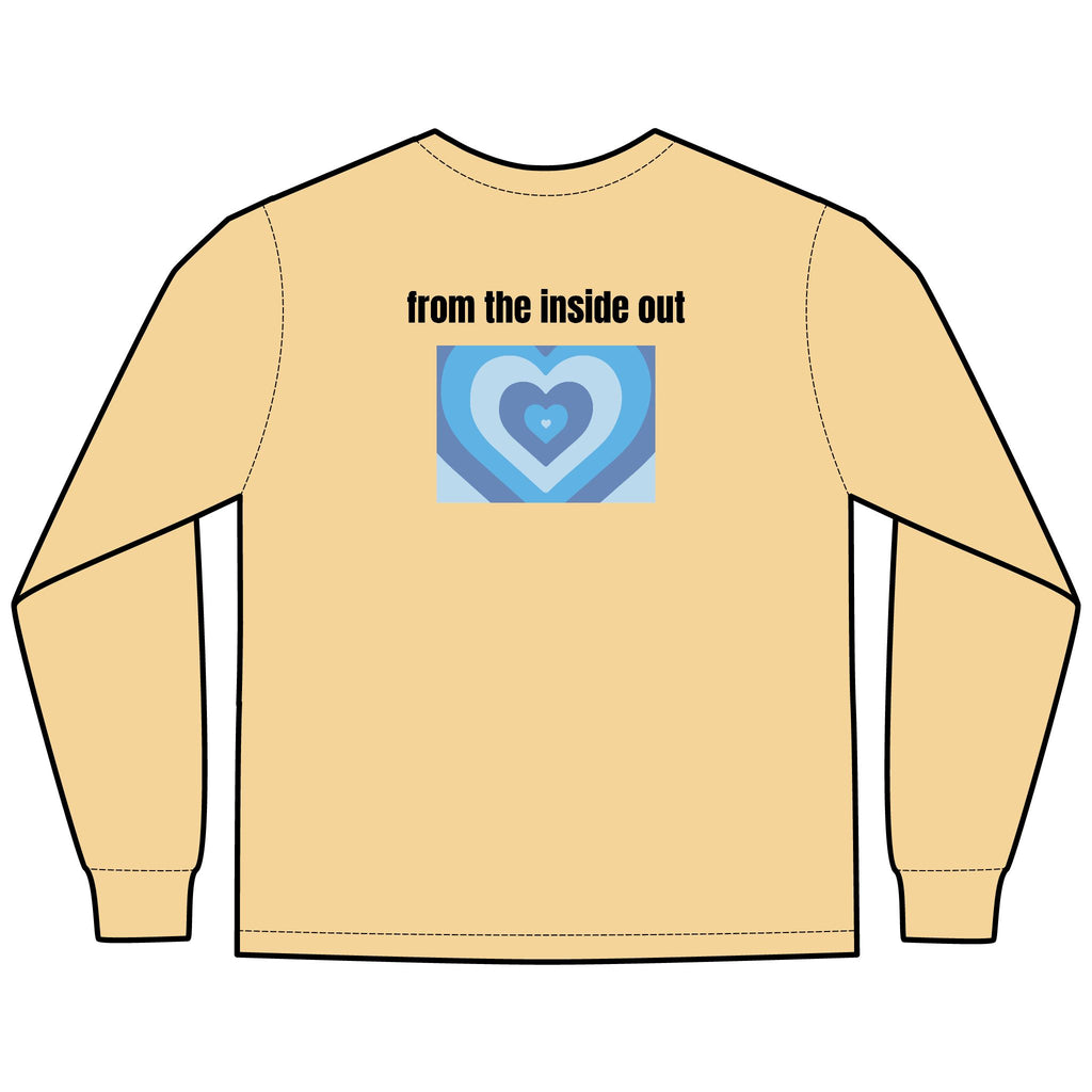 From the Inside Out Multi Colors Hanes Garment-Dyed Long Sleeve T-Shirt with 315 Print