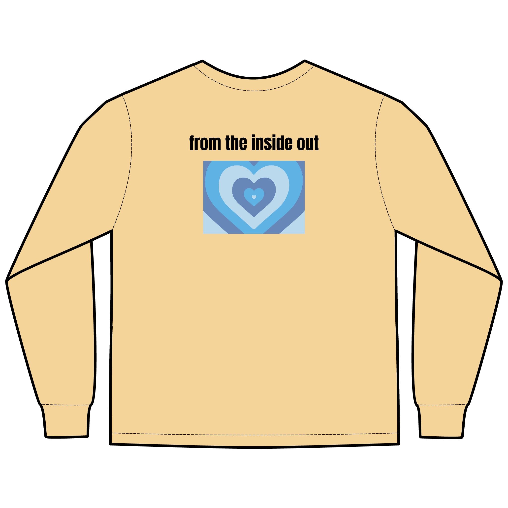 From the Inside Out Multi Colors Hanes Garment-Dyed Long Sleeve T-Shirt with 315 Print