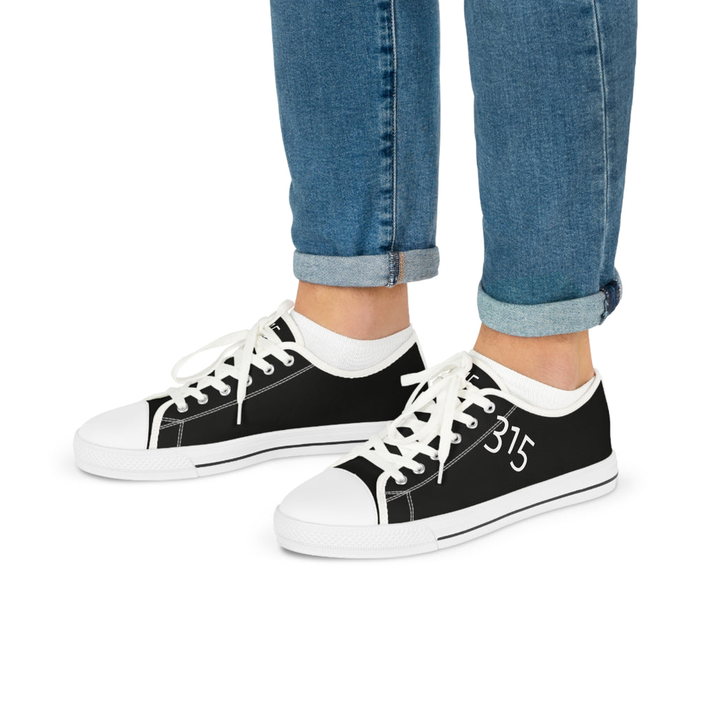 31 - Men's Low Top Sneakers — Minimal White Canvas Shoes with '315' Side Graphic