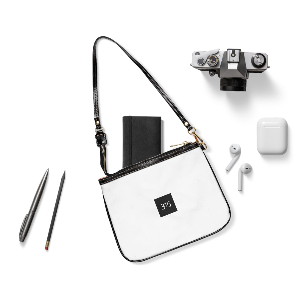 Minimalist Small Shoulder Bag with '315' Square Logo — Everyday Crossbody Purse