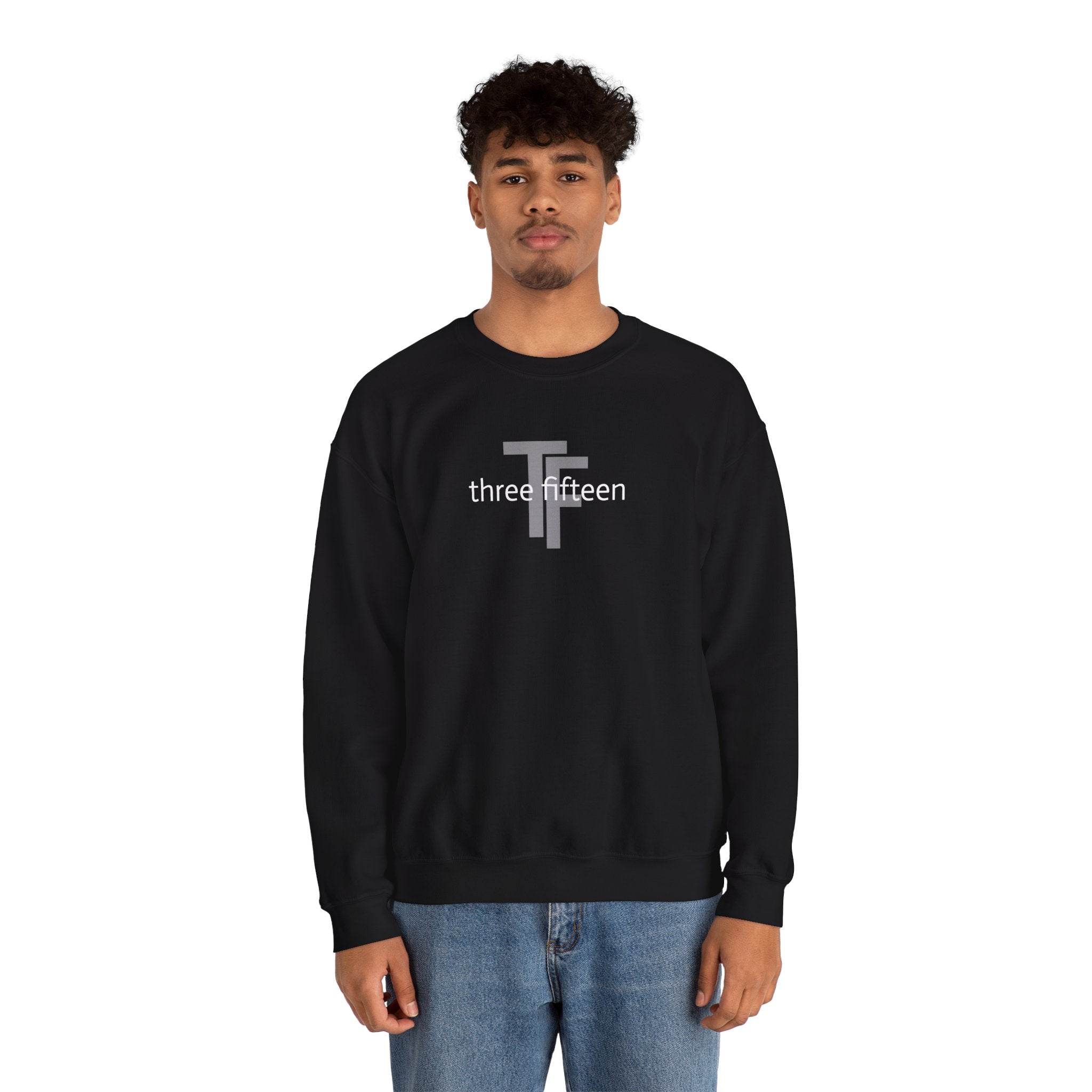 15 - Minimal TF three fifteen overlay Logo Sweatshirt — Casual Unisex Crewneck