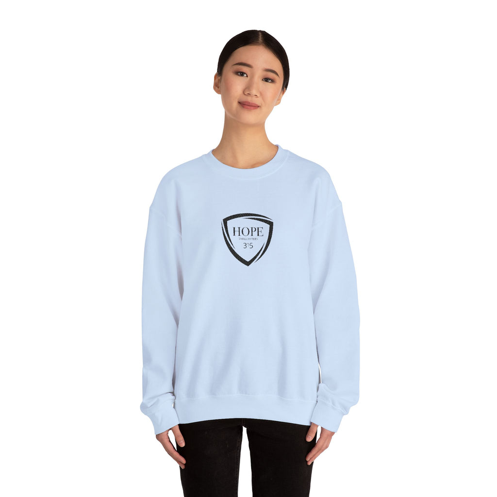15 - Embroidered Hope Shield Crewneck Sweatshirt — Motivational Black Pullover
