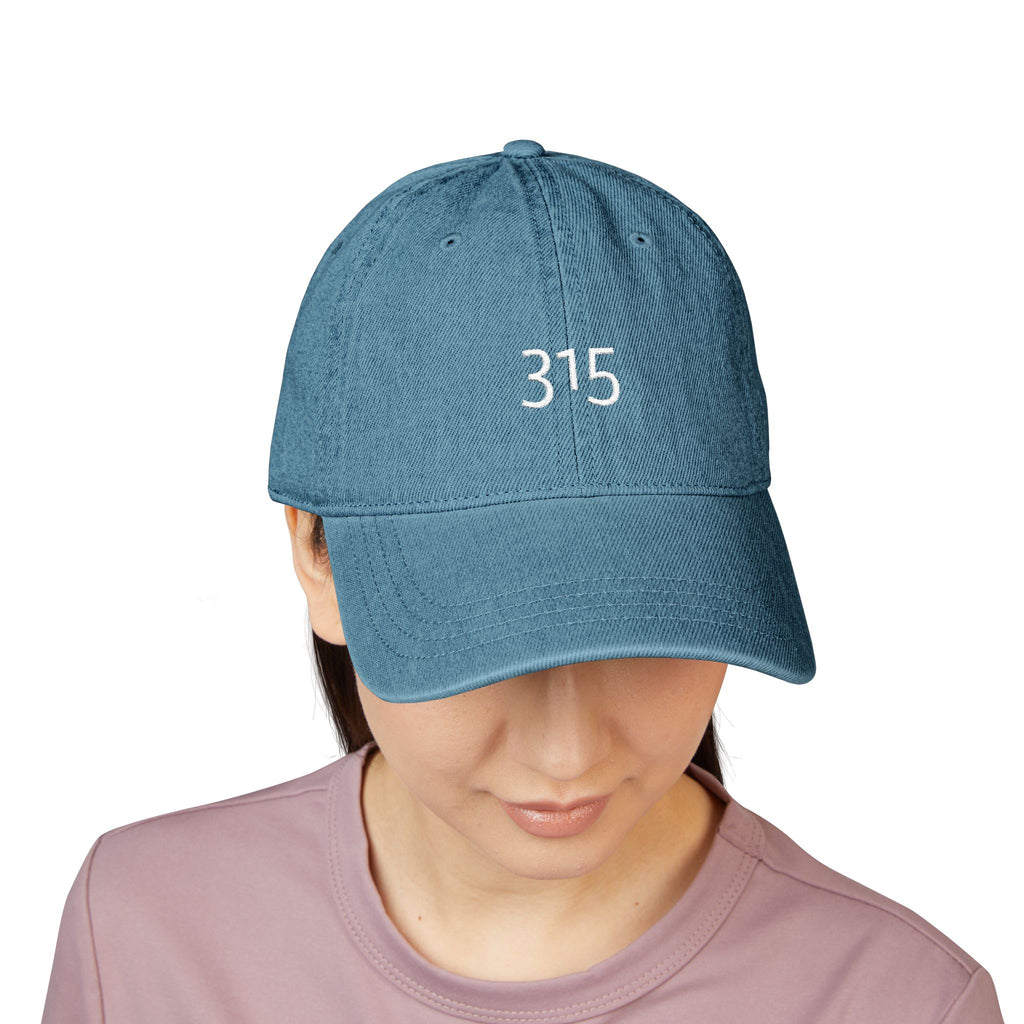 Stylish Embroidered Denim Hat with 315 Design