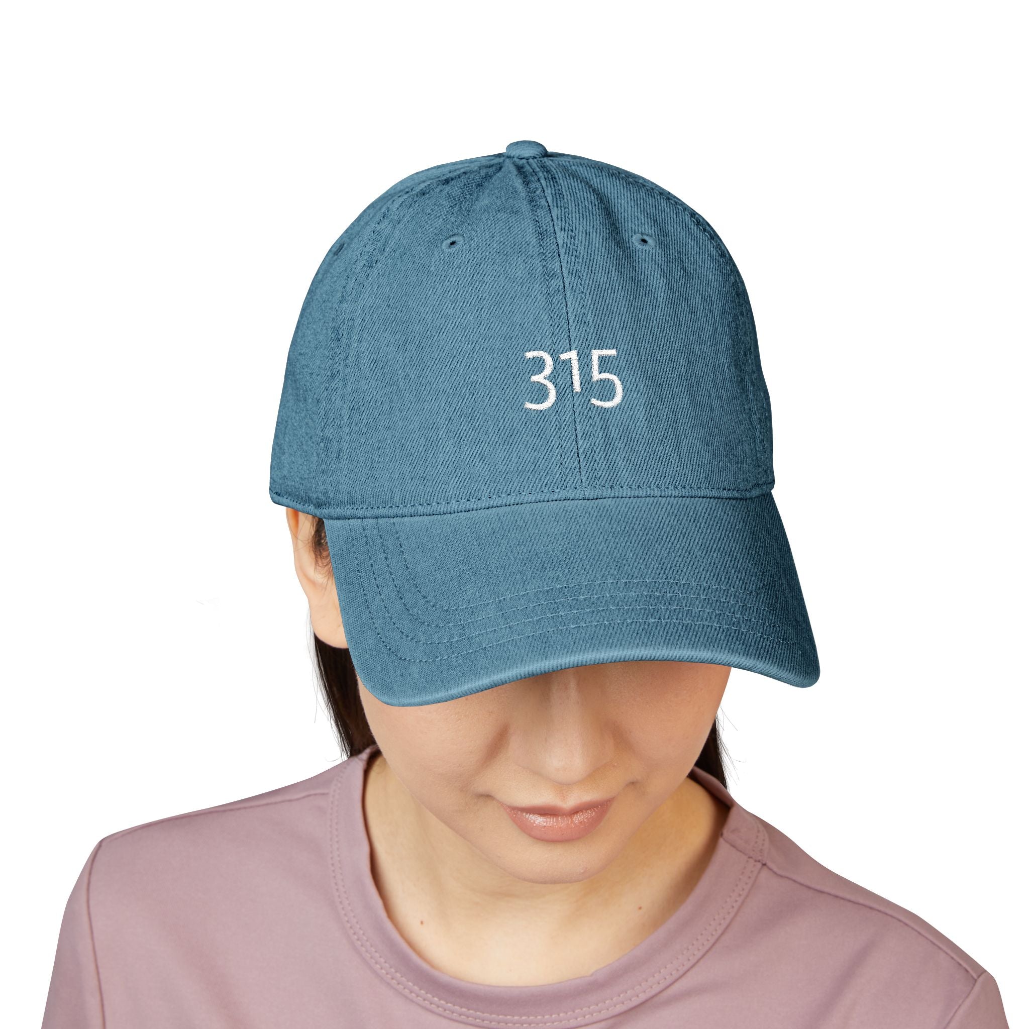 Stylish Embroidered Denim Hat with 315 Design