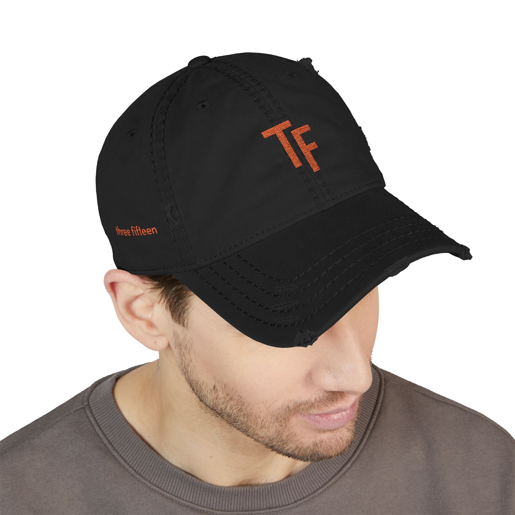 3 - Hat Distressed Embroidered TF Three Fifteen Dad Hat - Casual Chic Accessory