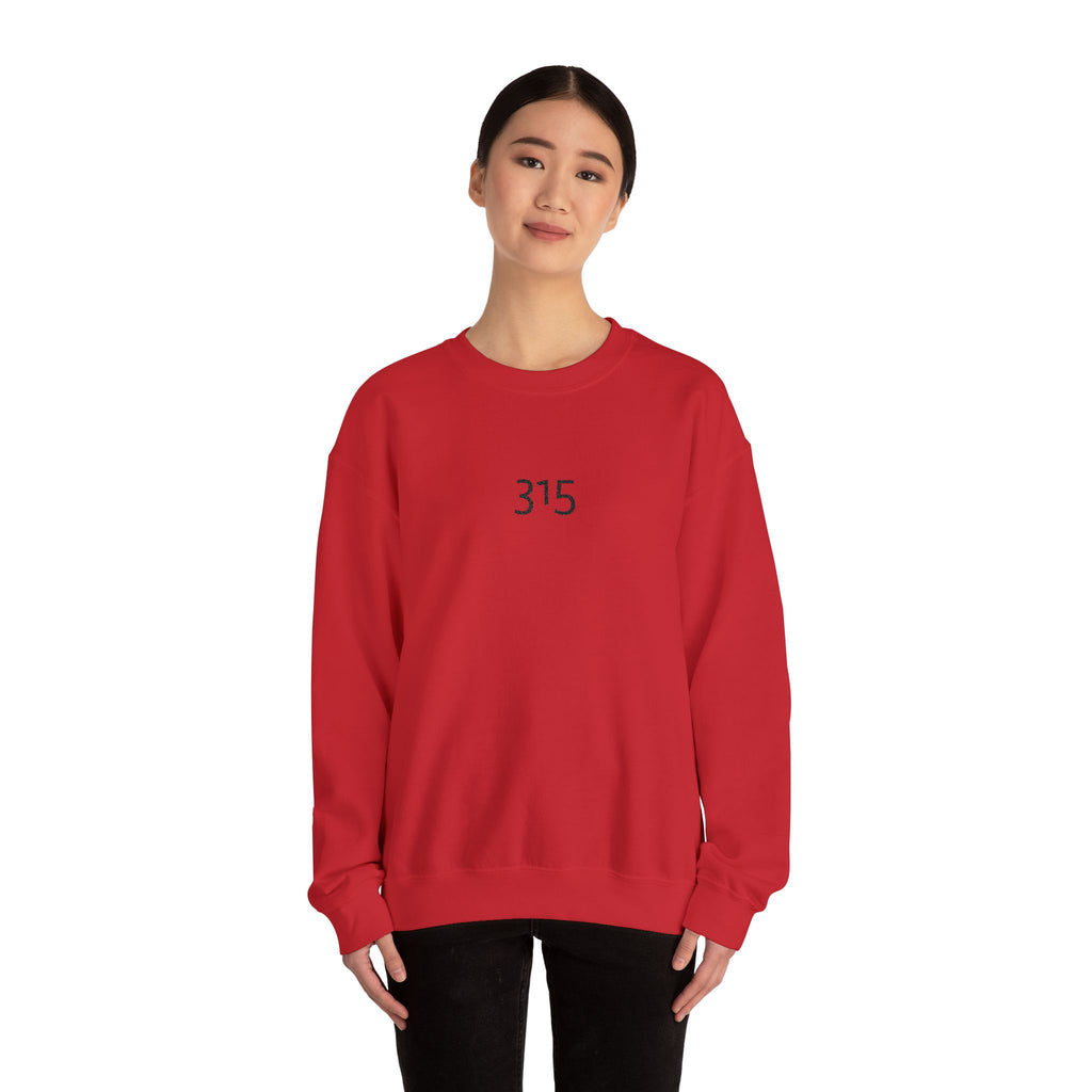 Minimal '315' Logo Crewneck Sweatshirt — White Casual Pullover