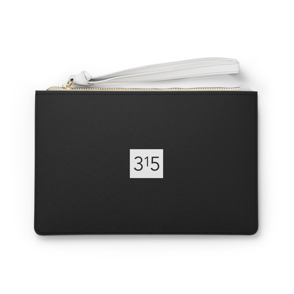 Clutch Bag — Minimalist '315' Square Logo Wristlet, White Everyday Evening Bag