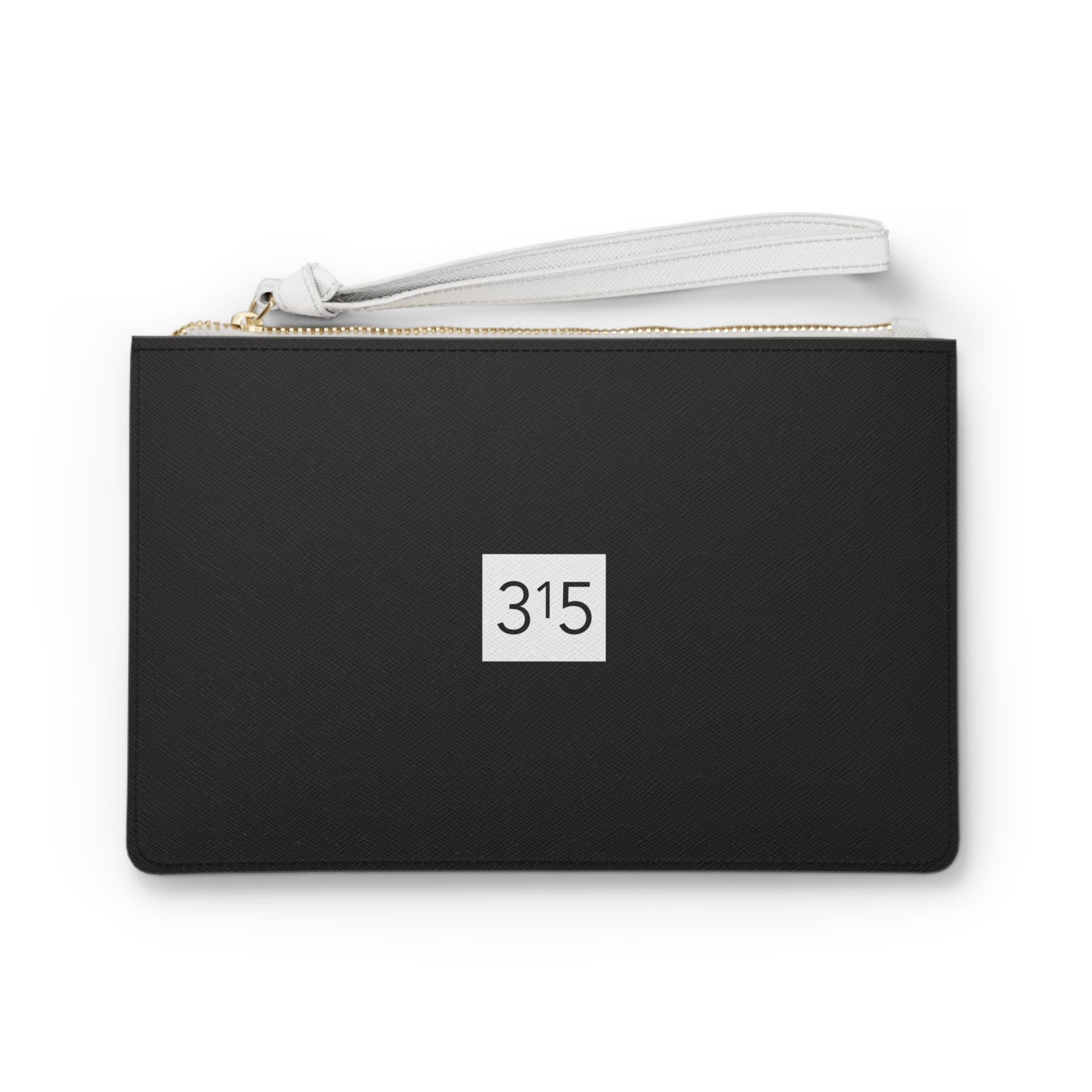 Clutch Bag — Minimalist '315' Square Logo Wristlet, White Everyday Evening Bag