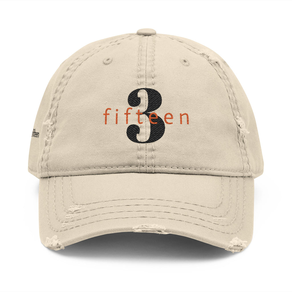 3 - 3 fifteen - Hat Distressed Embroidered TF Three Fifteen Dad Hat - Casual Chic Accessory