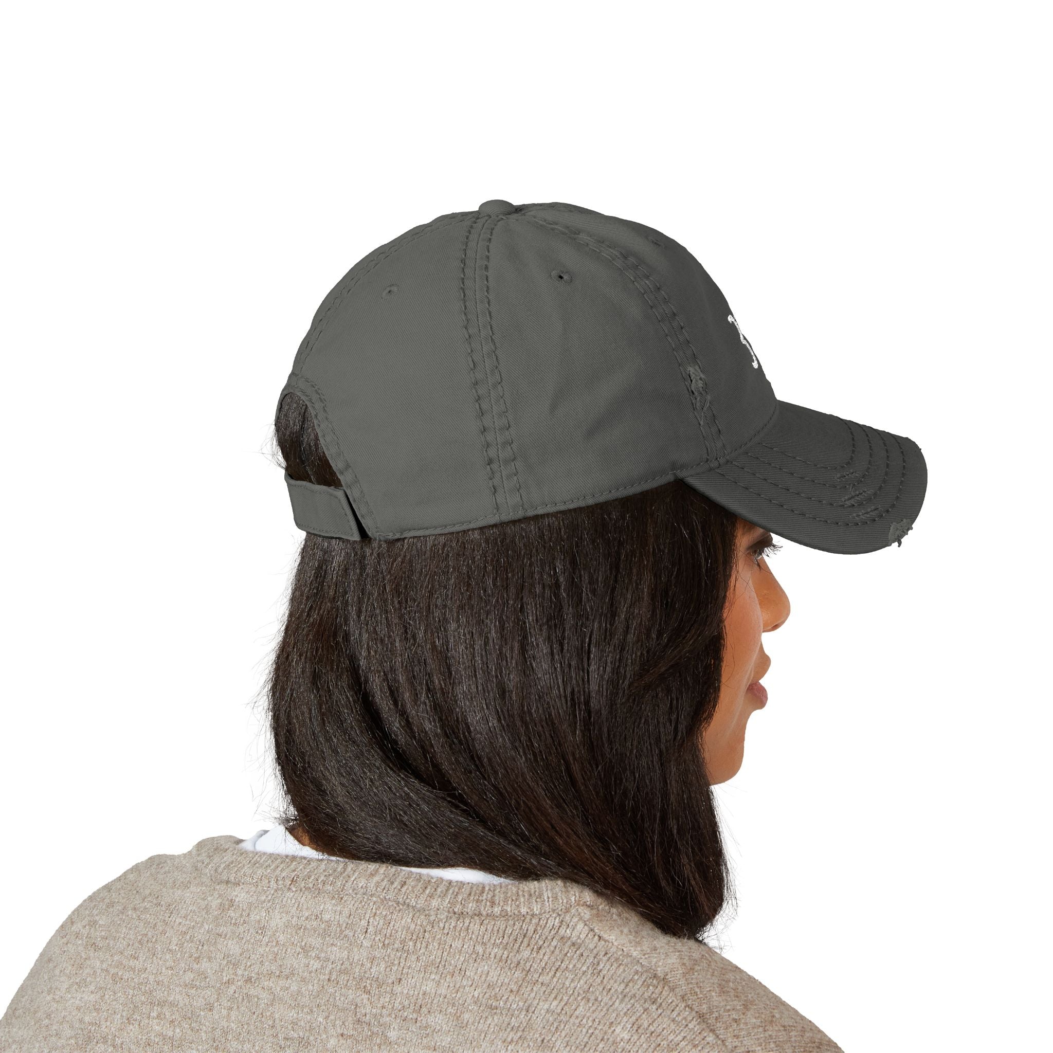 Distressed Embroidered Dad Hat - Casual Chic Accessory