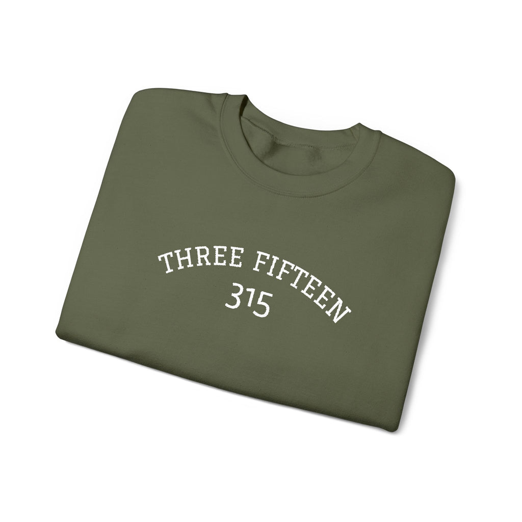 15 - Minimal '315' Embroidered Logo Crewneck Sweatshirt — White Casual Pullover