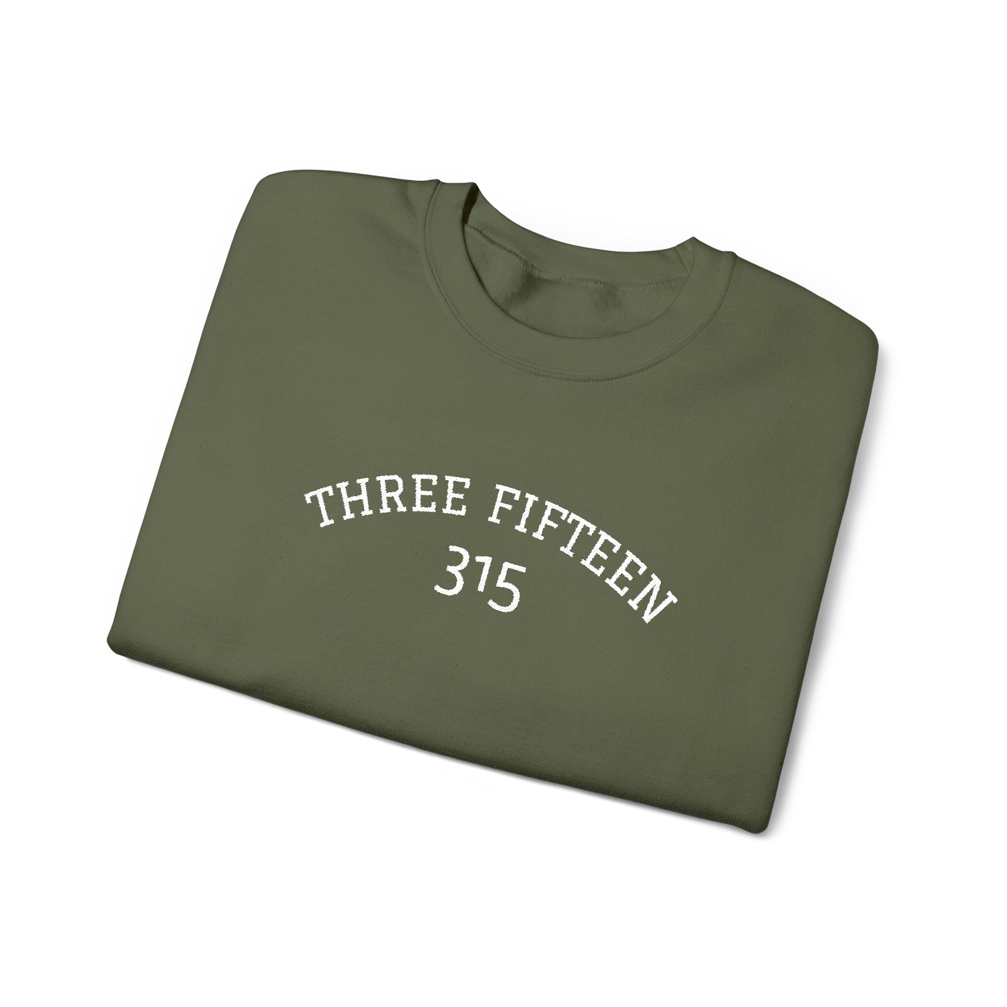 15 - Minimal '315' Embroidered Logo Crewneck Sweatshirt — White Casual Pullover