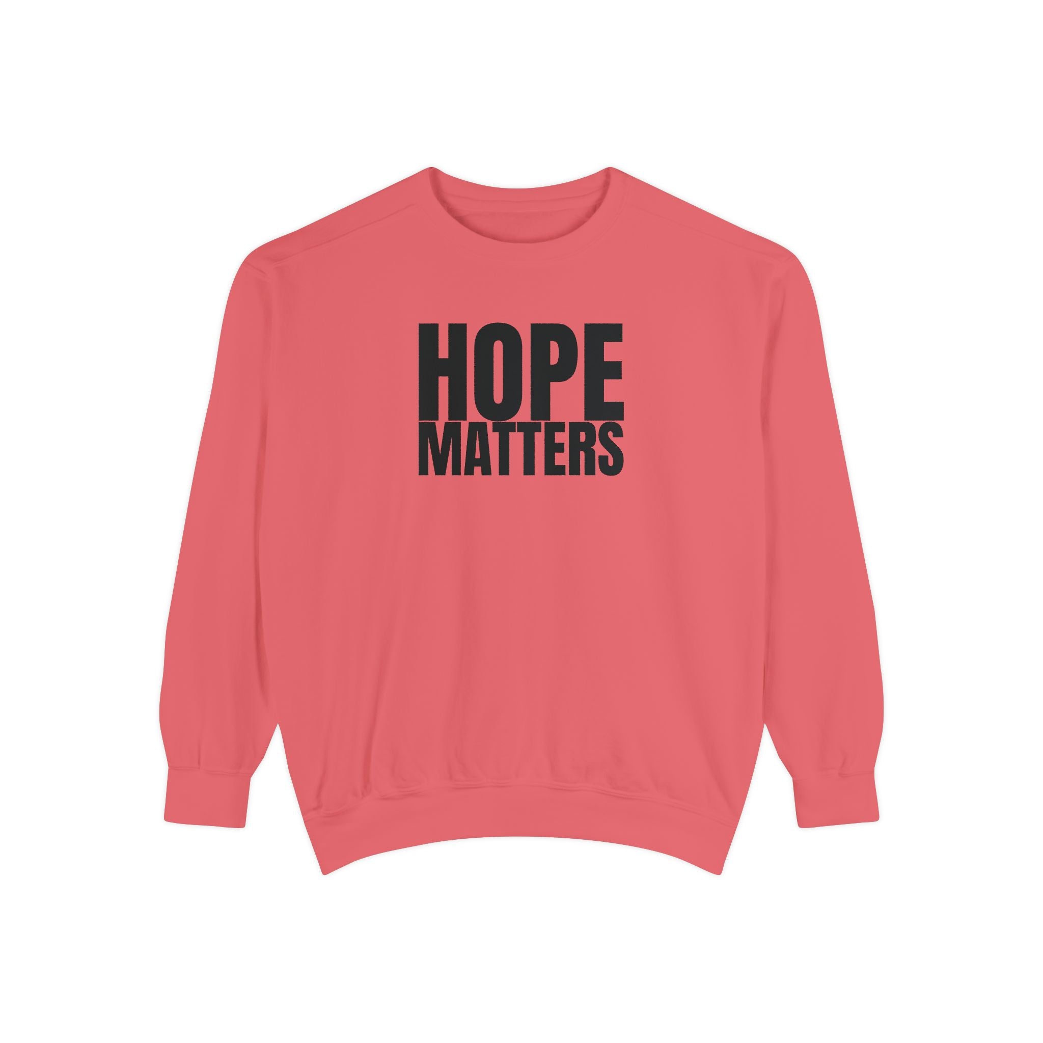 Multi Color Hope Matters Embroidered Minimalist Logo Sweatshirt — White Crewneck Casual Pullover
