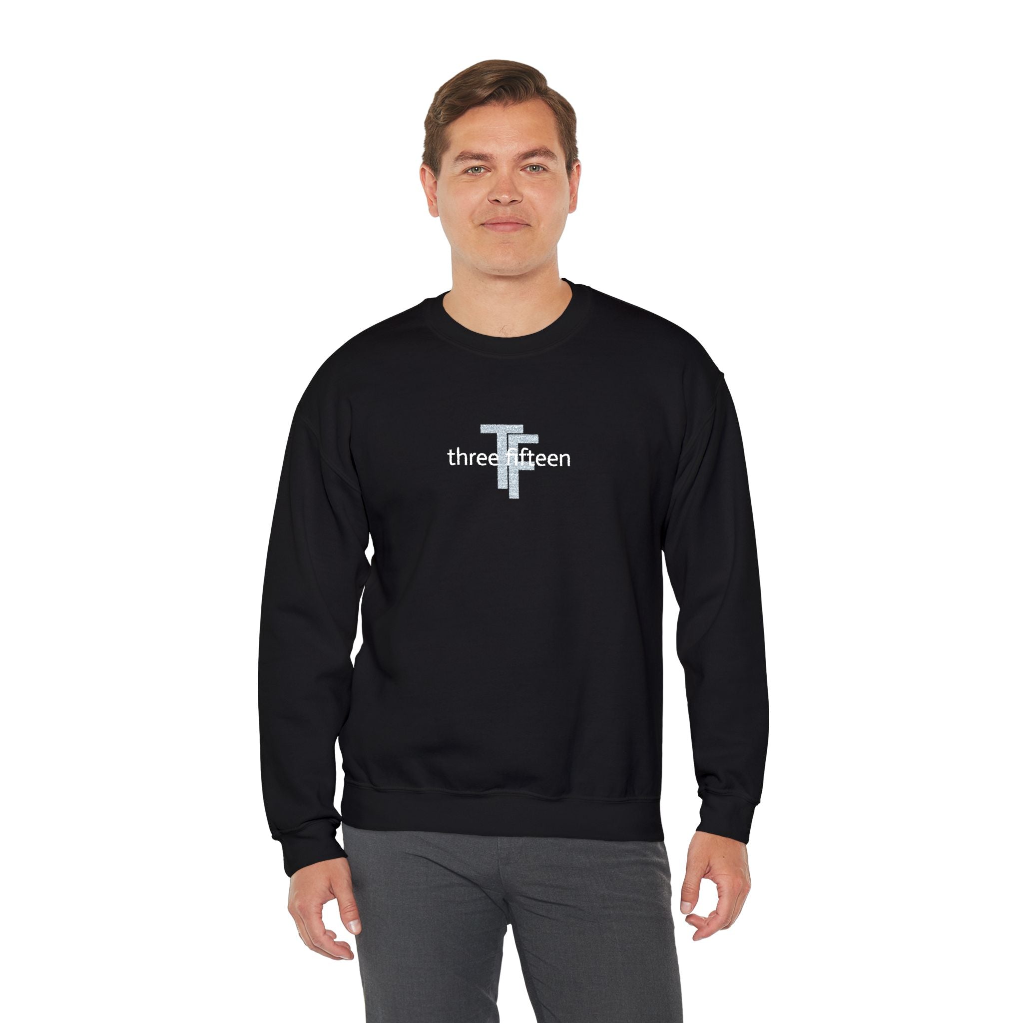 15 - TF Three Fifteen Embroidered Crewneck Sweatshirt — Minimal Graphic Pullover