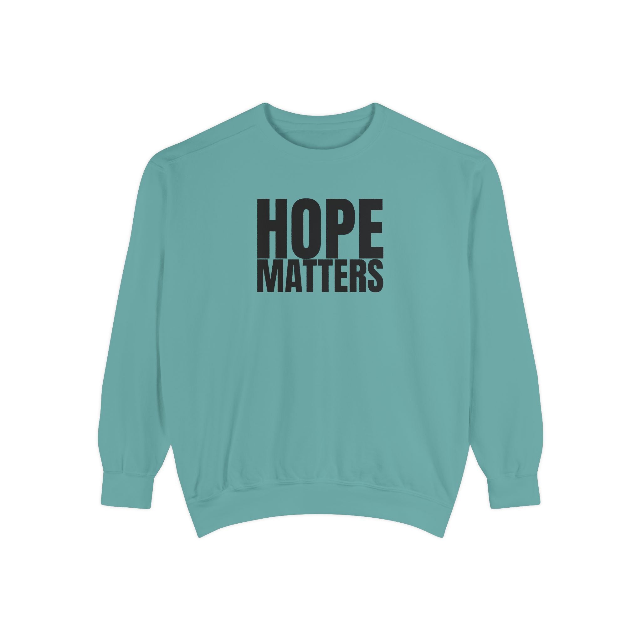 Multi Color Hope Matters Embroidered Minimalist Logo Sweatshirt — White Crewneck Casual Pullover