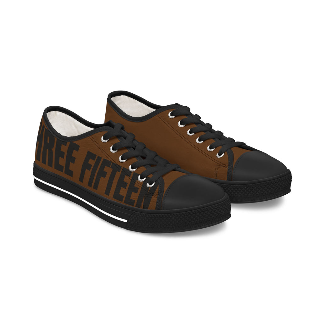 31 - Women’s Low Top Sneakers — Black 'Three Fifteen' Graphic Casual Canvas Shoes