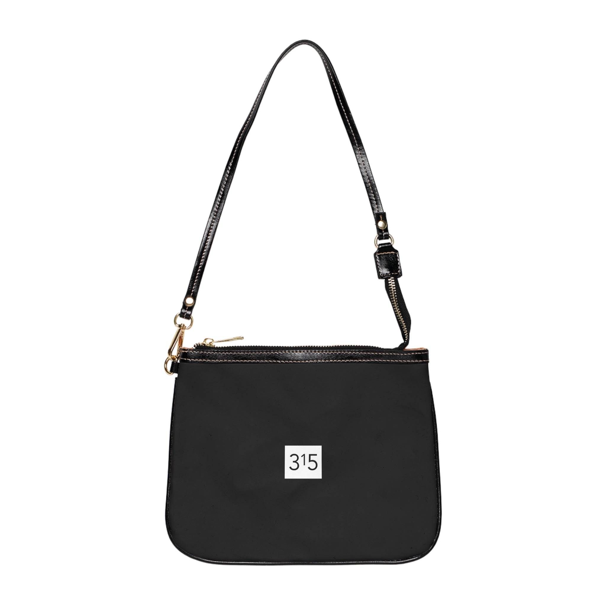 Minimalist Small Shoulder Bag with '315' Square Logo — Everyday Crossbody Purse