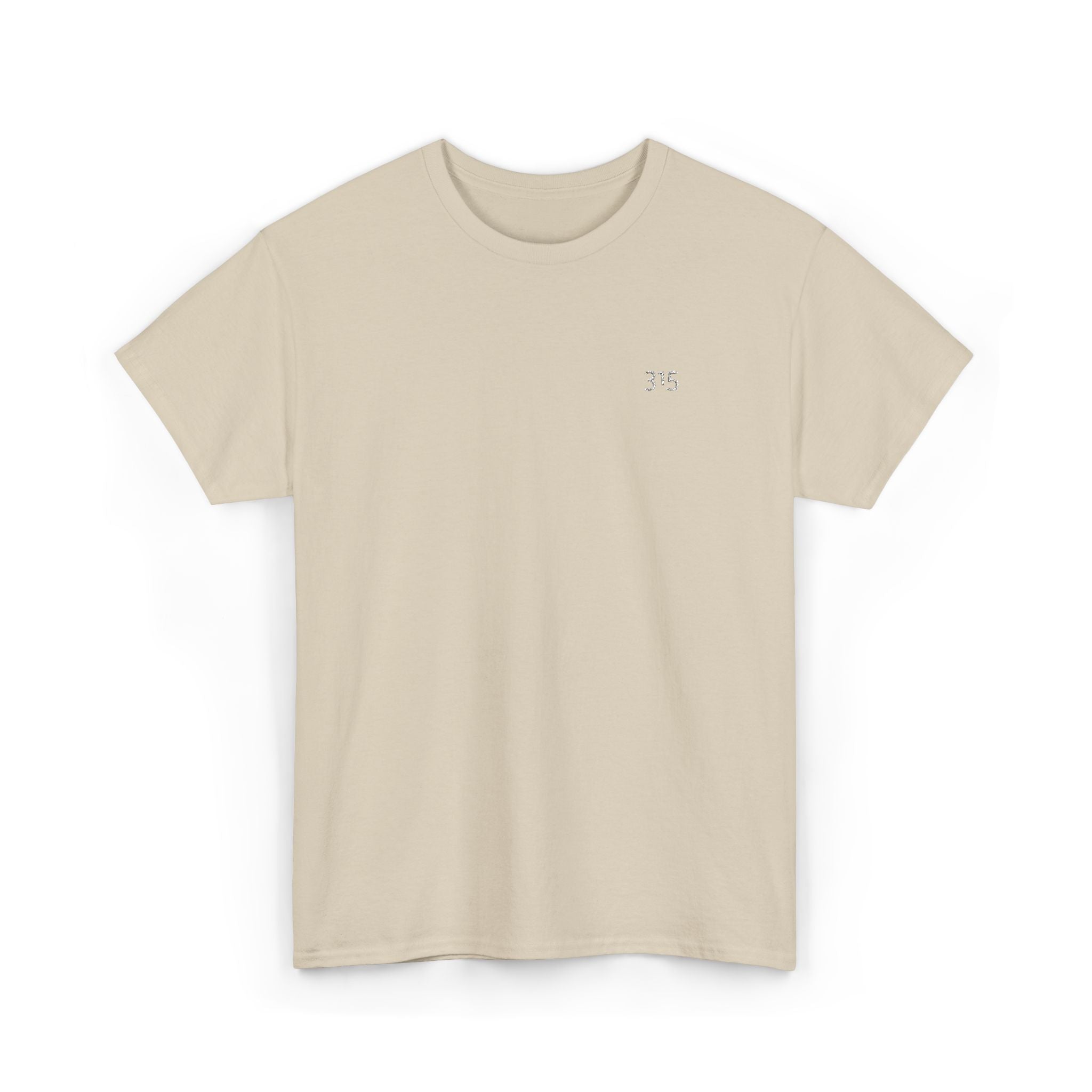 Minimal '315’ Chest Logo T‑Shirt — Black Casual Graphic Tee