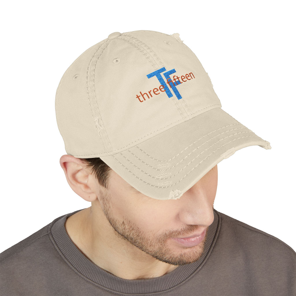 3 - Hat Distressed Embroidered TF Three Fifteen Dad Hat - Casual Chic Accessory
