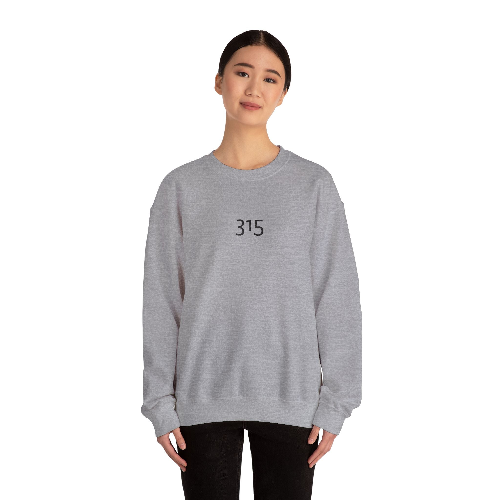 Minimal '315' Logo Crewneck Sweatshirt — White Casual Pullover
