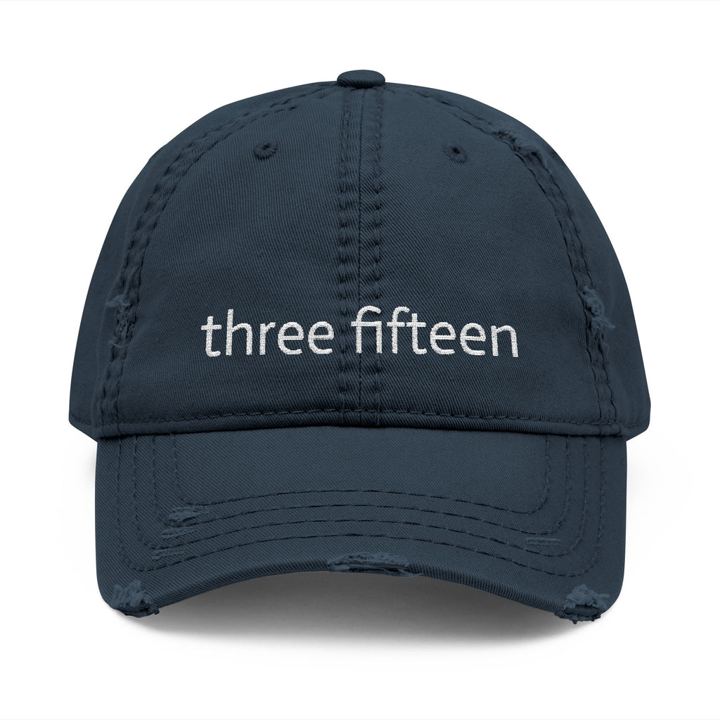 3 - Hat Distressed Embroidered Three Fifteen Dad Hat - Casual Chic Accessory