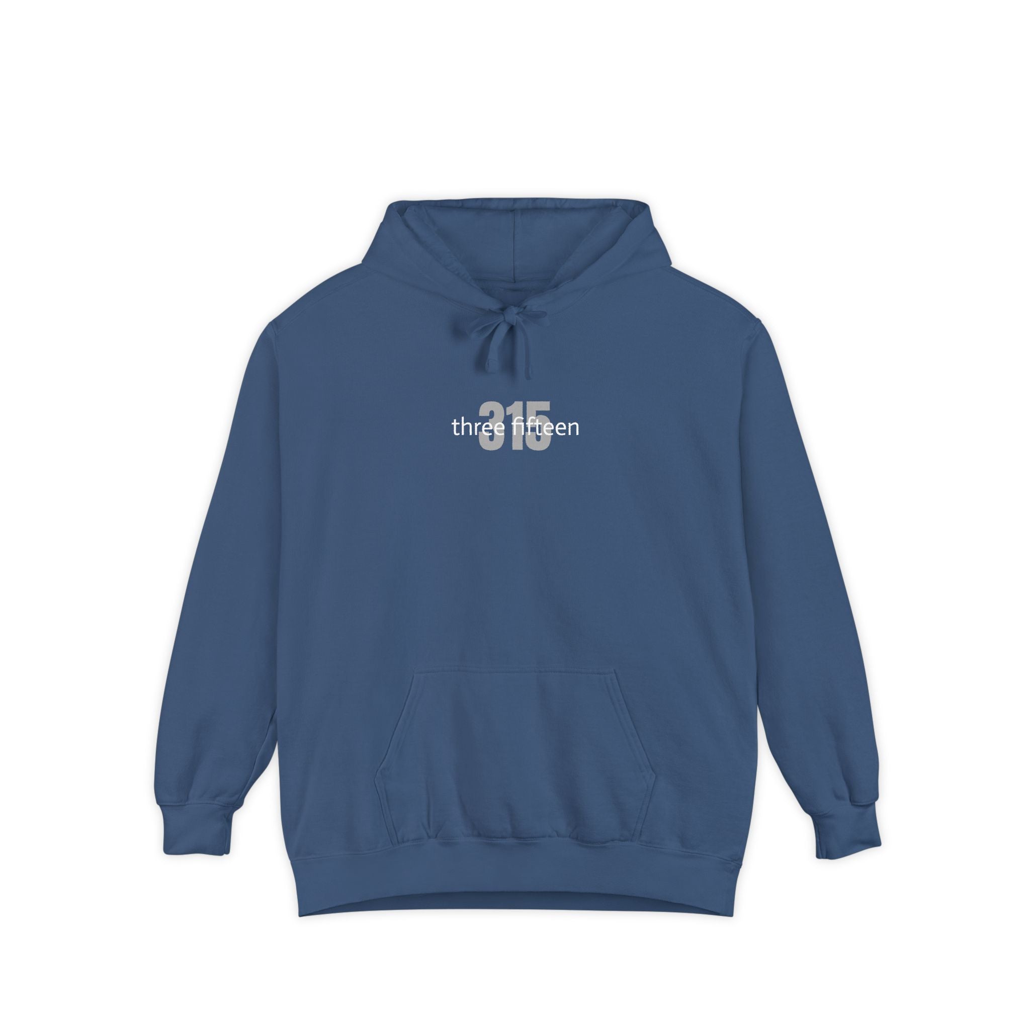 16 - Embroidered Multi Colors Comfort Colors Hoodie — 'three fifteen' 315 Minimal Number Graphic