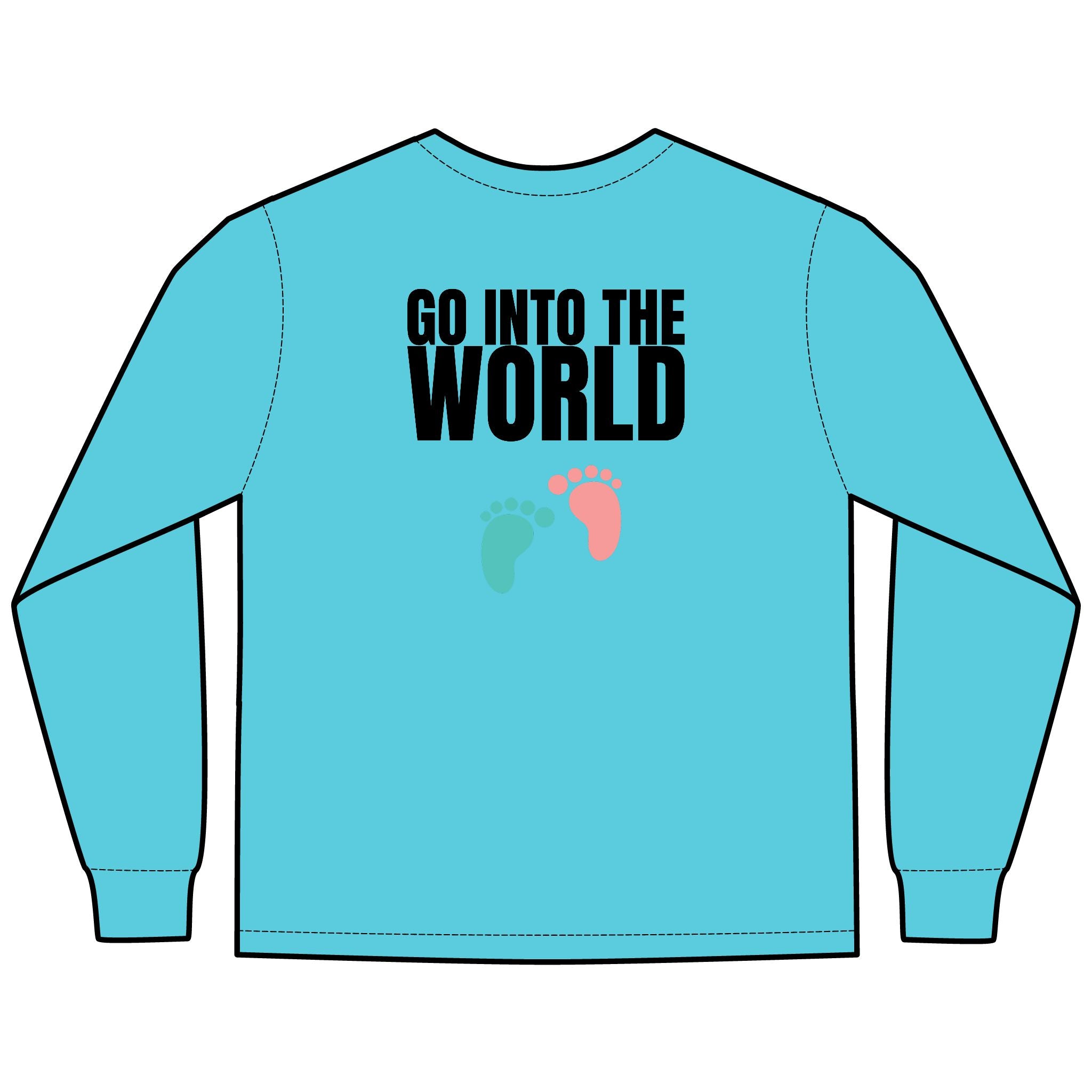 Go Into the World Multi Colors Hanes Garment-Dyed Long Sleeve T-Shirt with 315 Print