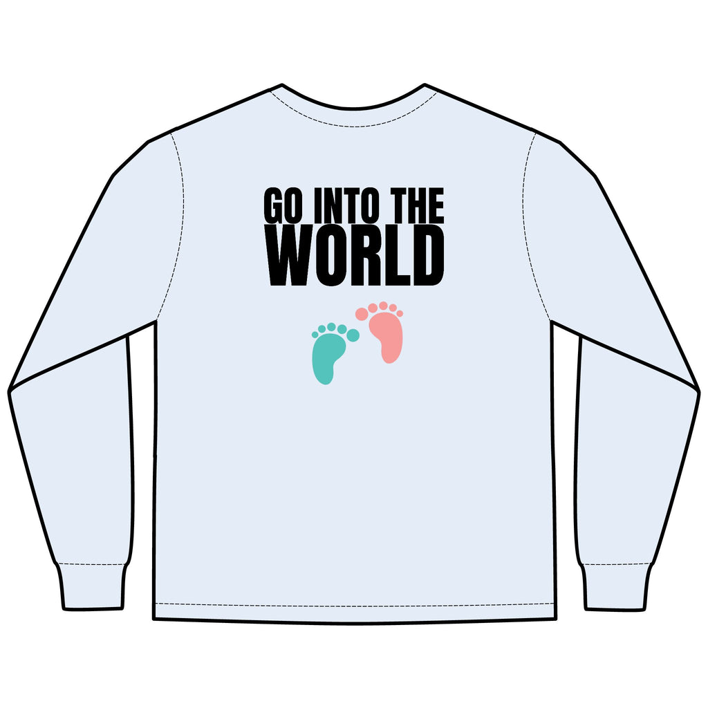 Go Into the World Multi Colors Hanes Garment-Dyed Long Sleeve T-Shirt with 315 Print