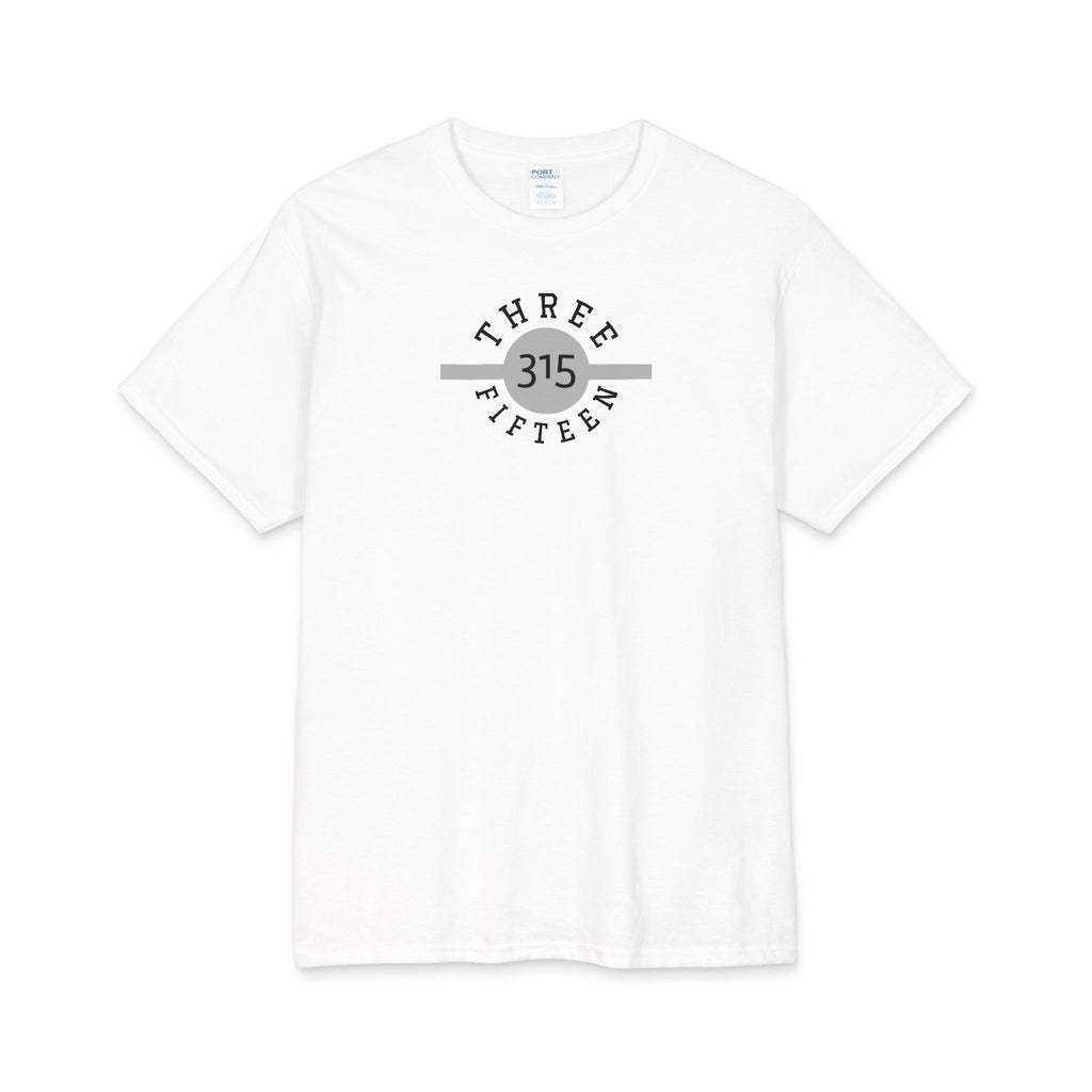 111 - Cotton Three Fifteen Circle 315 Graphic Tee — Minimal White Cotton T-Shirt