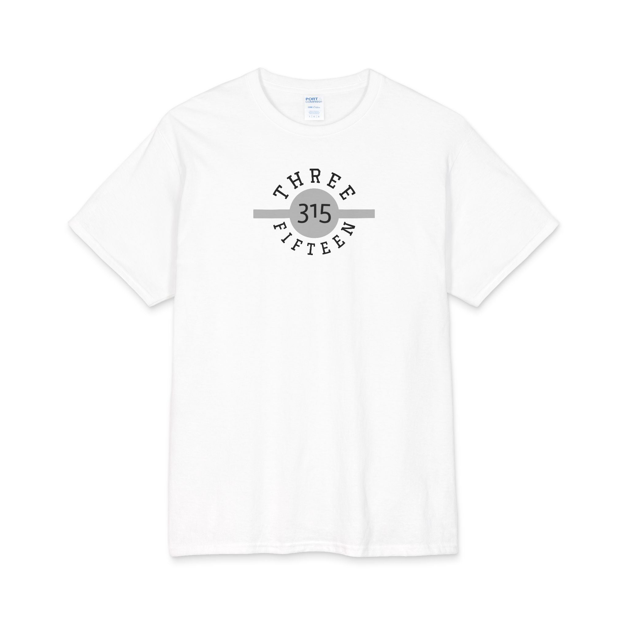 111 - Cotton Three Fifteen Circle 315 Graphic Tee — Minimal White Cotton T-Shirt