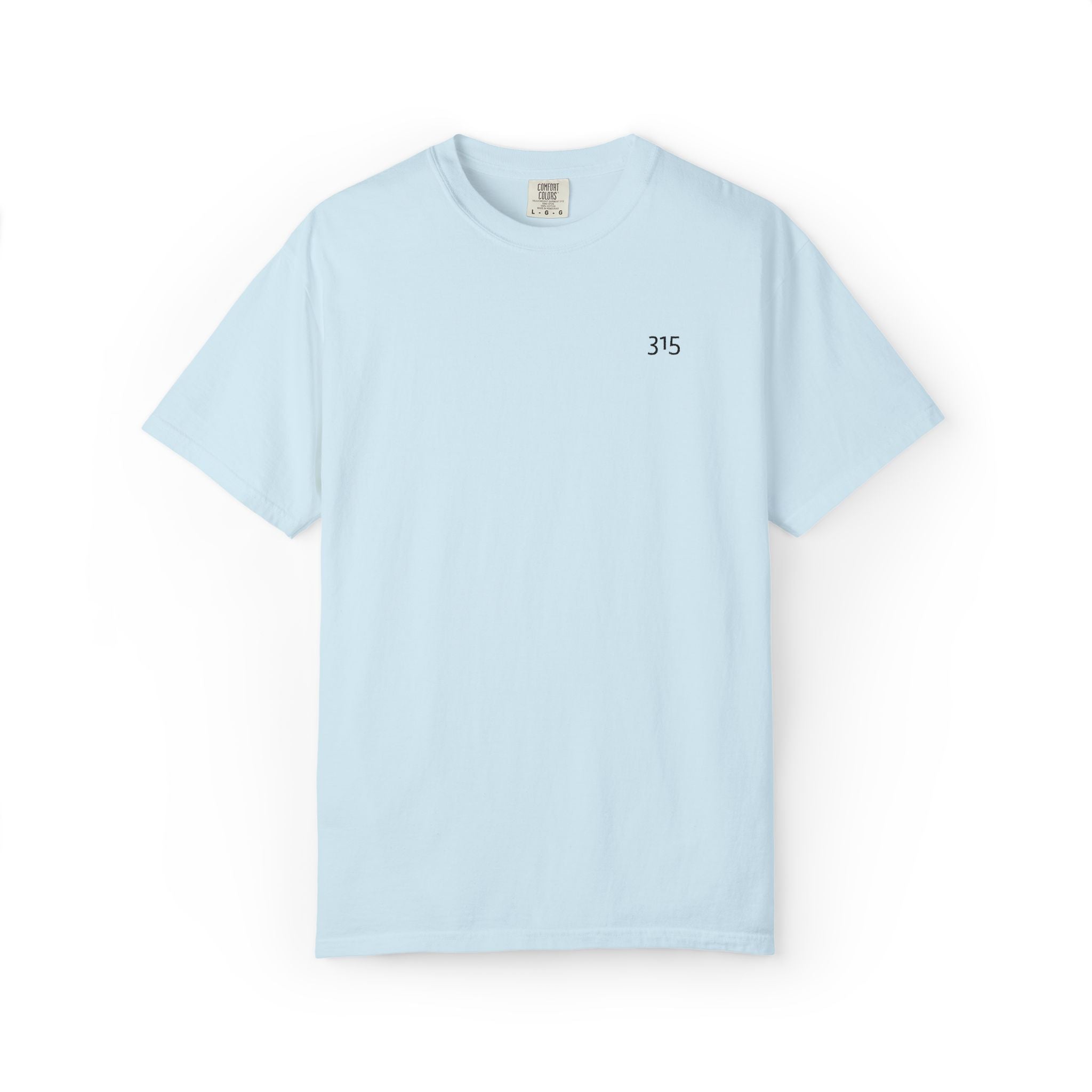 11 - Embroidered 315 Multi Color Black Lettering Minimalist '75' Chest Logo T-Shirt – Garment-Dyed White Casual Tee