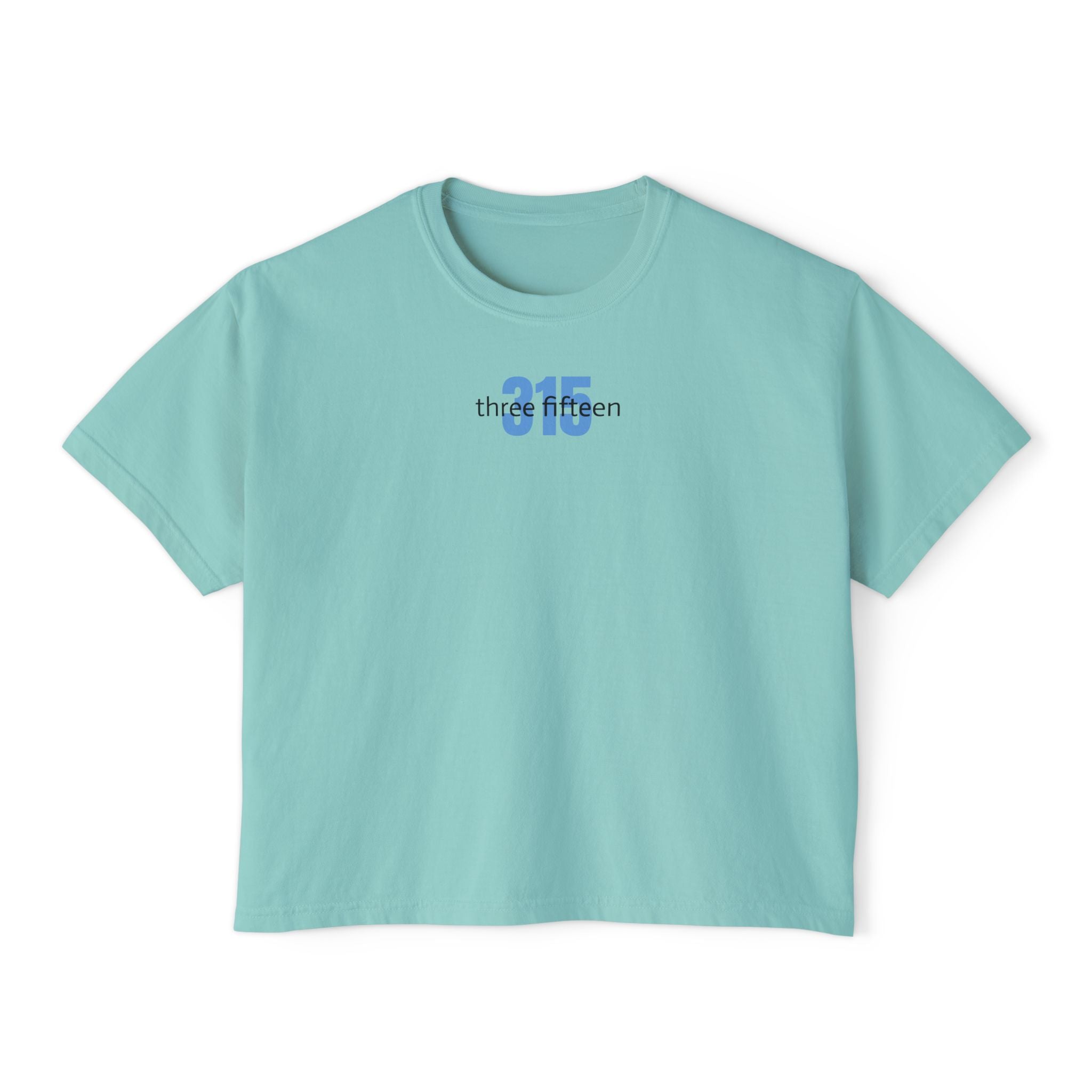 1 - Women's Boxy Tee Bold 315 — Minimalist City Number Graphic Shirt