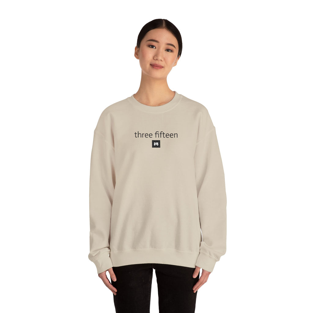 15 - Embroidered Square 315 Crewneck Sweatshirt — minimalist "three fifteen" logo pullover