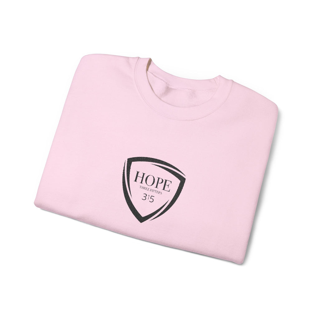 15 - Embroidered Hope Shield Crewneck Sweatshirt — Motivational Black Pullover