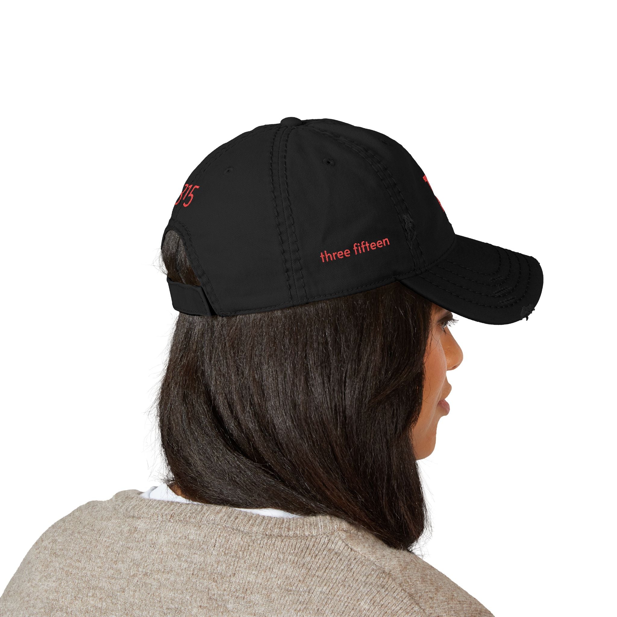 3 - Hat Distressed Embroidered TF Three Fifteen Dad Hat - Casual Chic Accessory