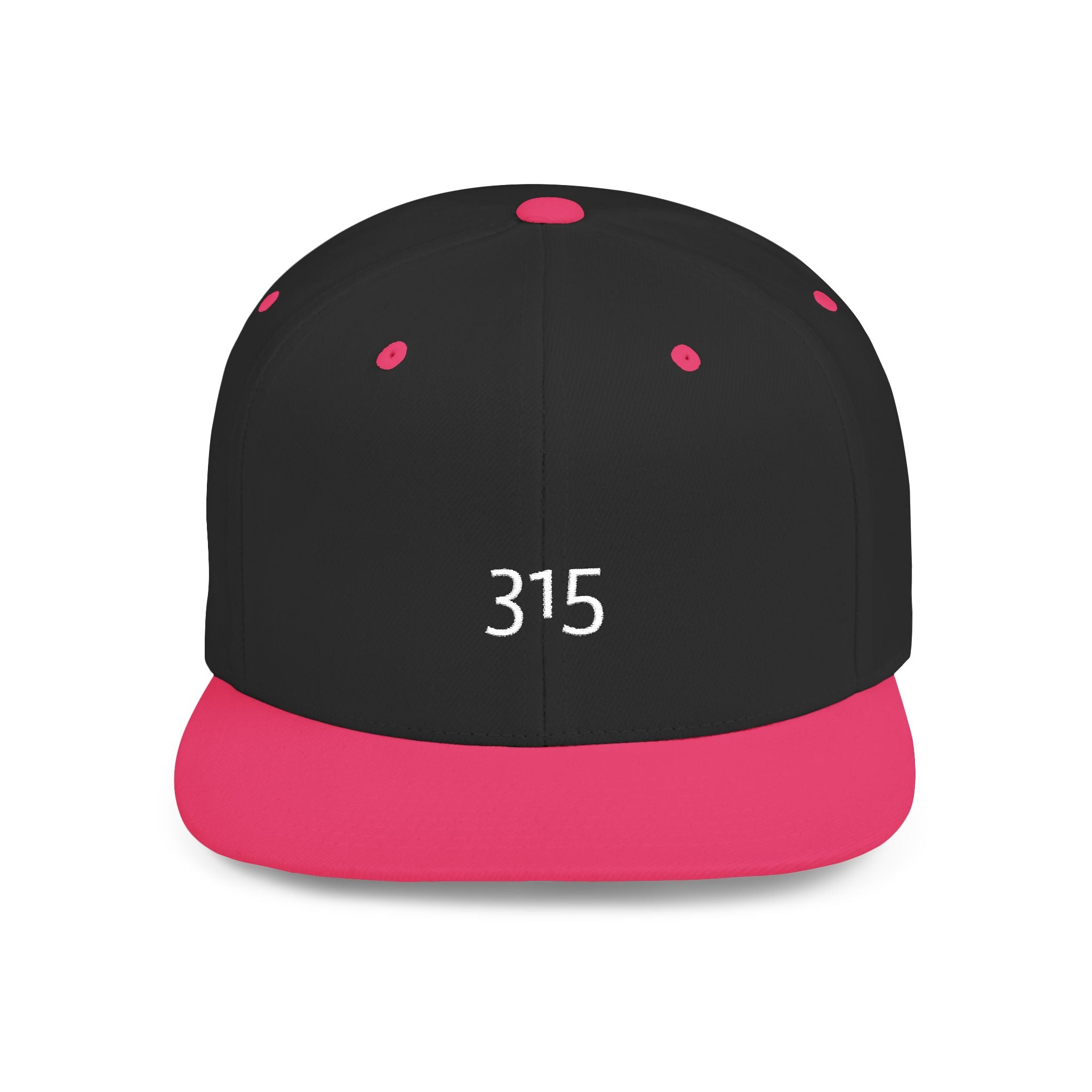 Custom White Flat Bill Snapback Hat with 315 Design