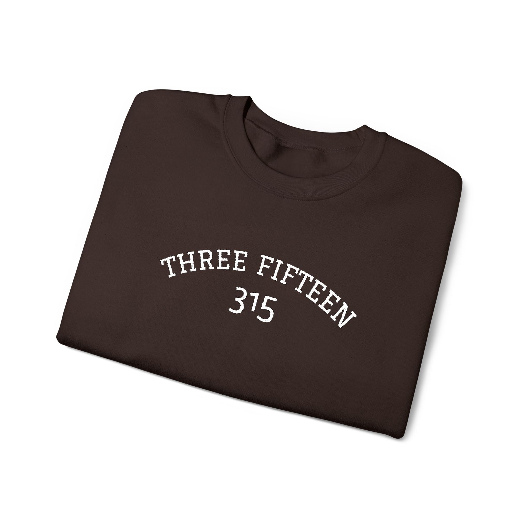 15 - Minimal '315' Embroidered Logo Crewneck Sweatshirt — White Casual Pullover
