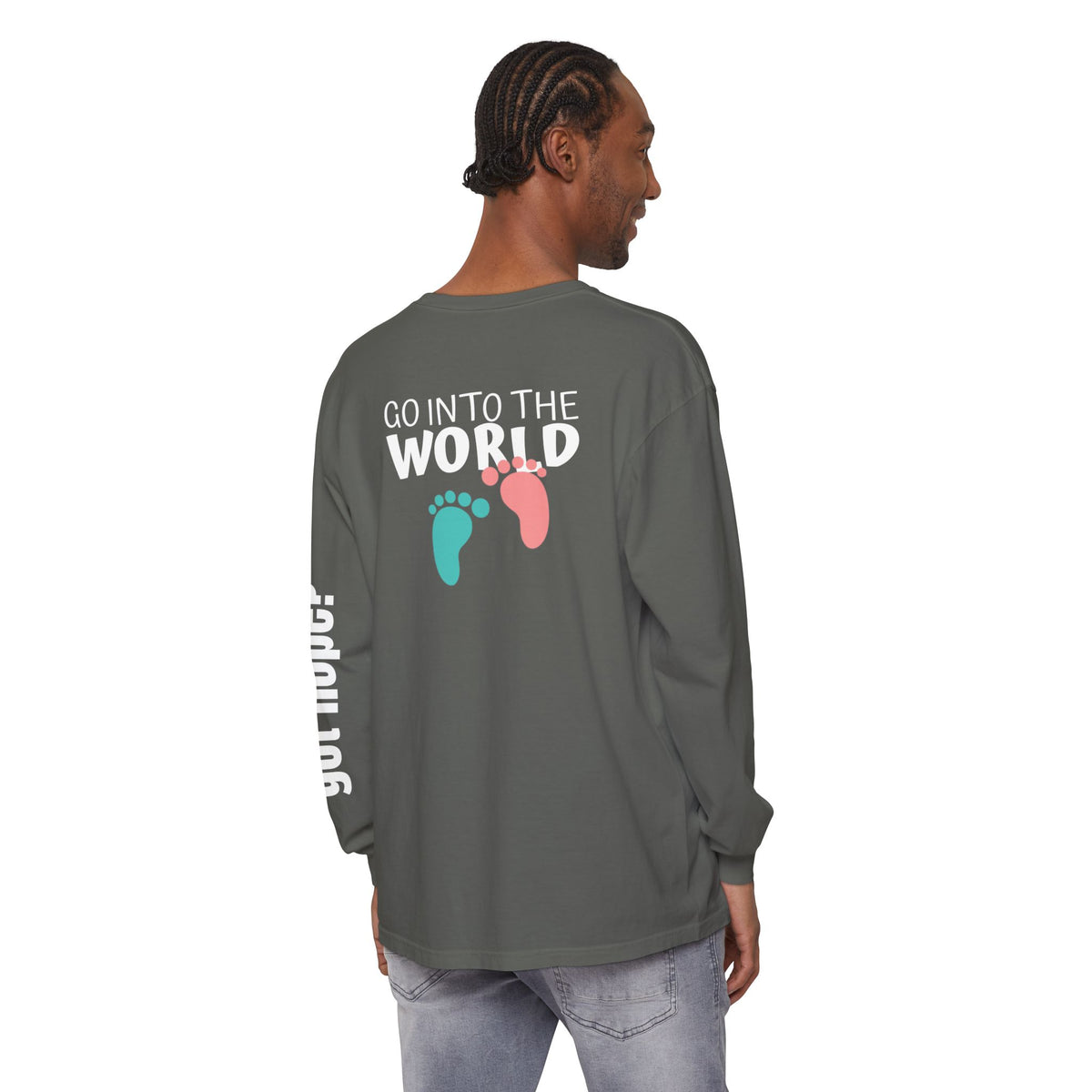 12 - Long sleeve tee 315 Go Into the WorldUnisex Long Sleeve T-Shirt - Inspirational Casual Wear