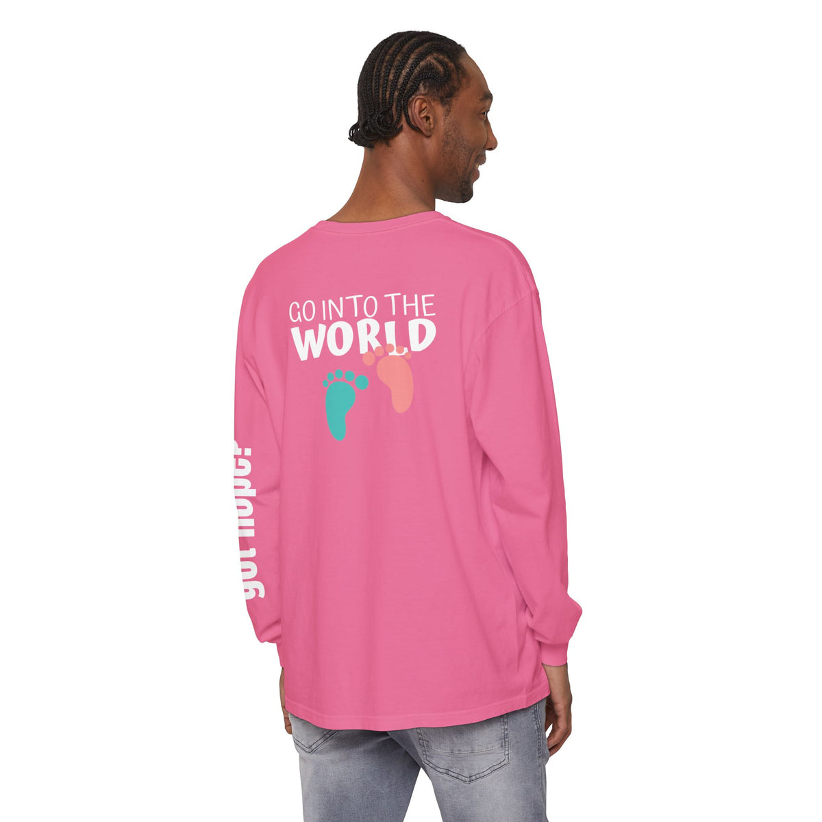 12 - Long sleeve tee 315 Go Into the WorldUnisex Long Sleeve T-Shirt - Inspirational Casual Wear