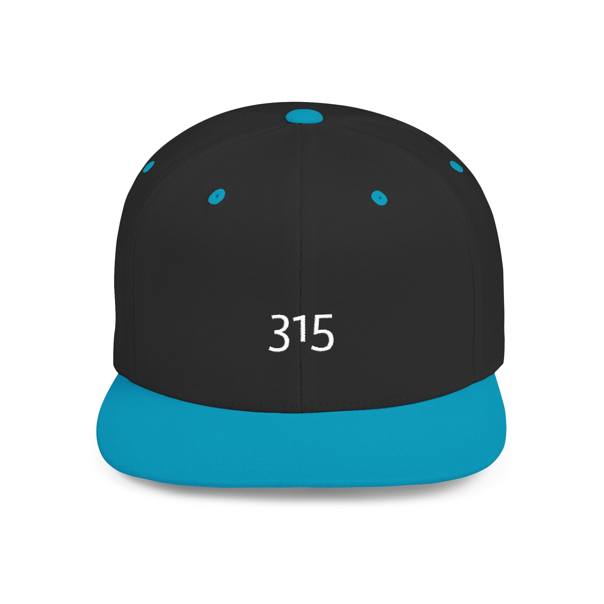 Custom White Flat Bill Snapback Hat with 315 Design