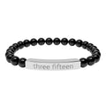4 - Three Fifteen Engraved Natural Stone Stretch Bracelet