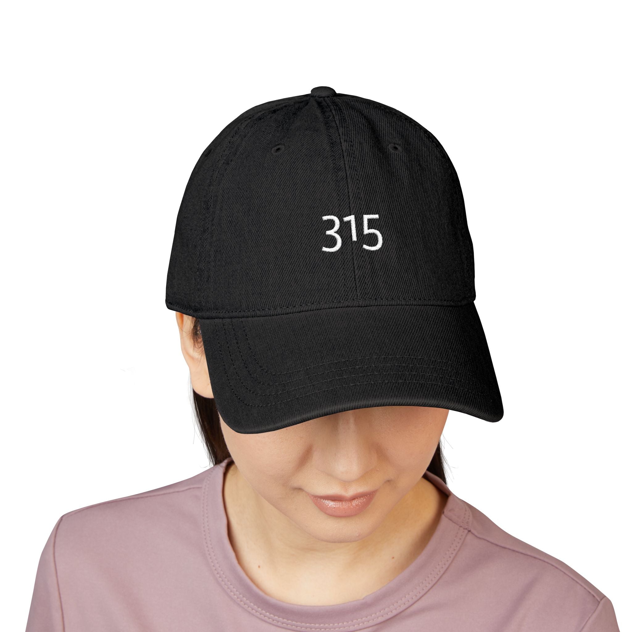 Stylish Embroidered Denim Hat with 315 Design