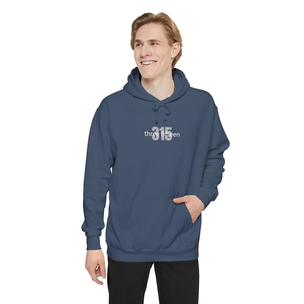 16 - Embroidered Multi Colors Comfort Colors Hoodie — 'three fifteen' 315 Minimal Number Graphic