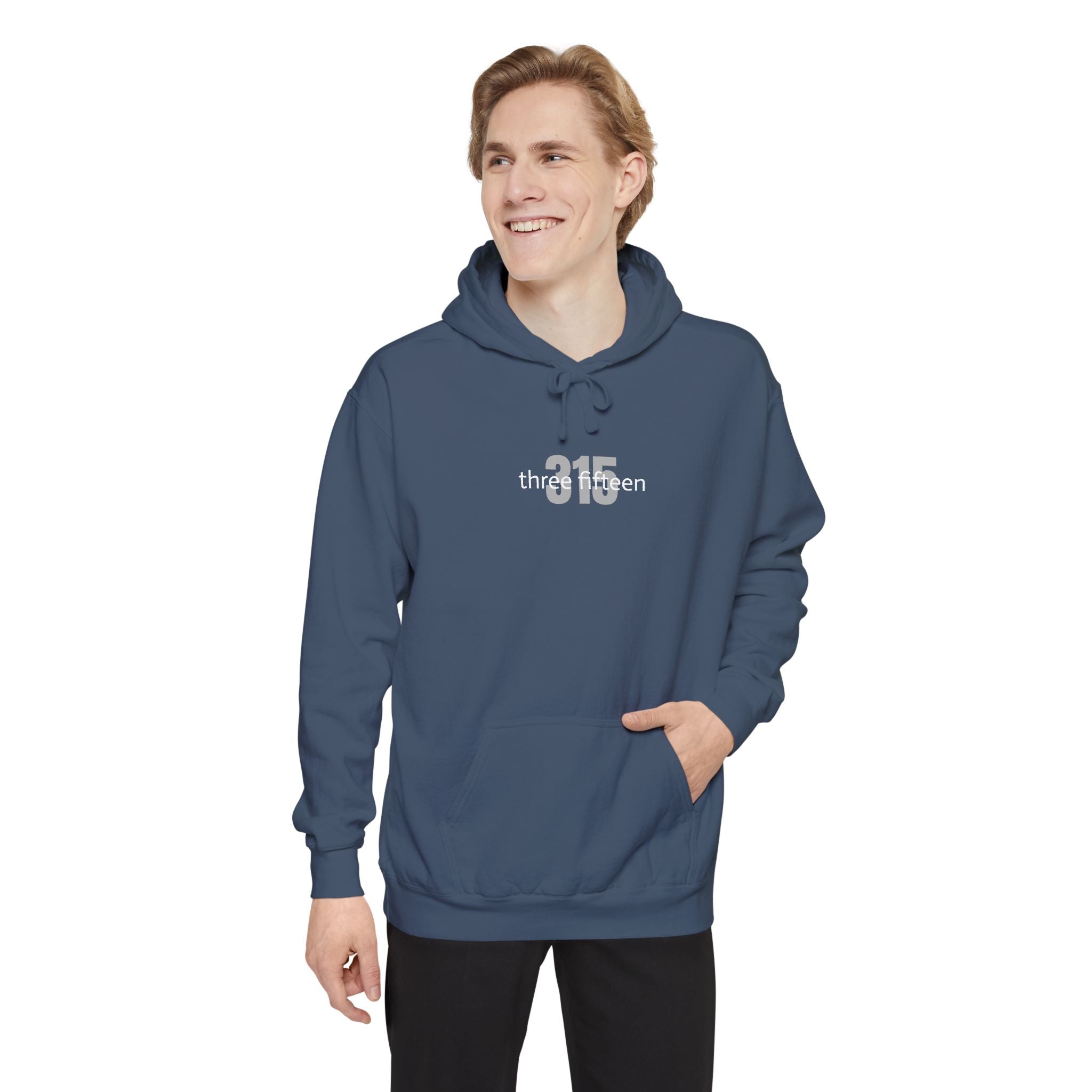 16 - Embroidered Multi Colors Comfort Colors Hoodie — 'three fifteen' 315 Minimal Number Graphic