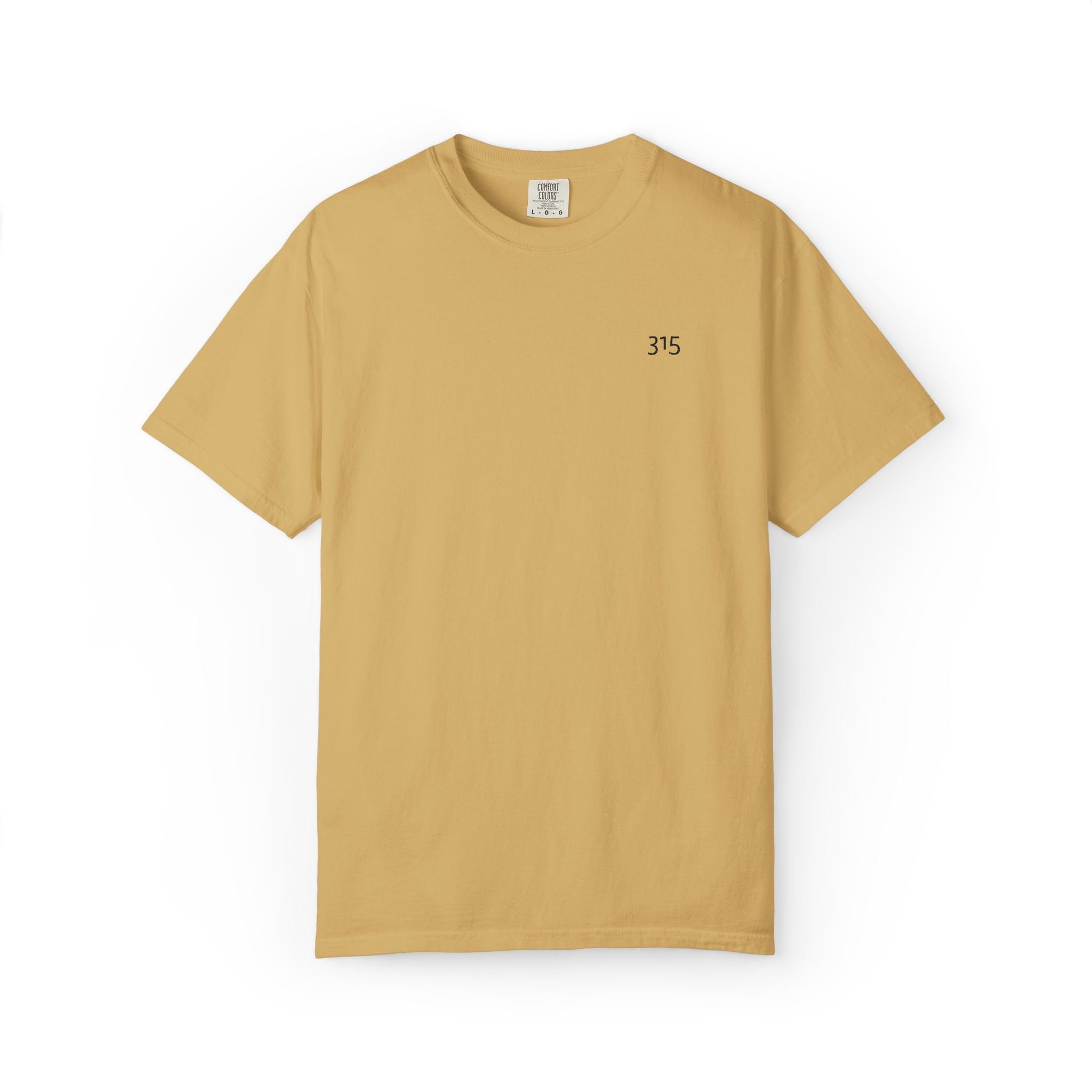 11 - Embroidered 315 Multi Color Black Lettering Minimalist '75' Chest Logo T-Shirt – Garment-Dyed White Casual Tee